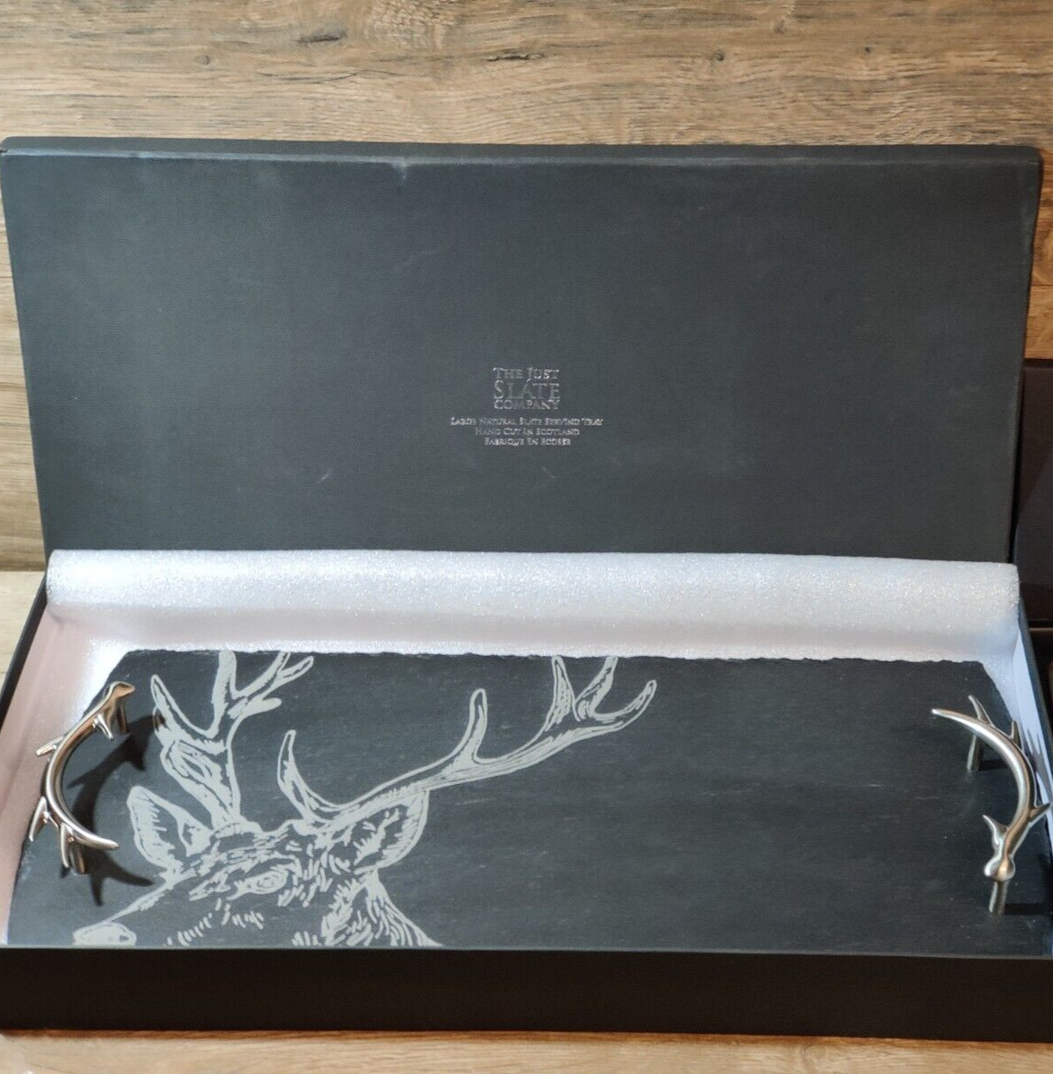 Just Slate Large Stag Serving Tray, Slate, Black