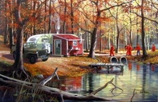 Ken Zylla The Deer Hunters Camp Art Print   12" x 8"