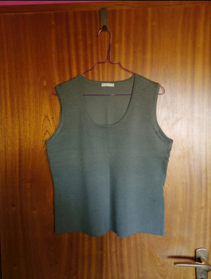 Modee 75% Seide Strick Pullover Top Shirt Ärmellos Strickpullover Tanktop Khaki 