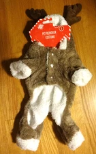 NEW DOG PET REINDEER OUTFIT HOODED W/ANTLERS CHRISTMAS WINTER SZ SMALL SOFT NWT