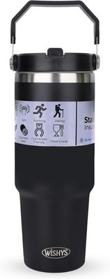30oz Stainless Steel Insulated Tumbler Cup with Handle & Straw Travel Coffe MUG