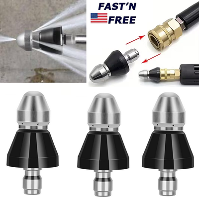 #ad 3Pcs 1 4 High Pressure Drain Nozzle Sewer Pipe Cleaner Pressure Washer Tools USA $15.19