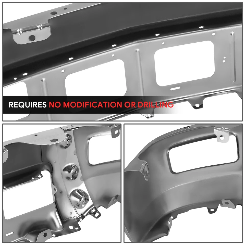 For 14-15 Chevy Silverado 1500 Chrome Front Bumper Face Bar w/ Fog Light Holes - Изображение 4 из 4