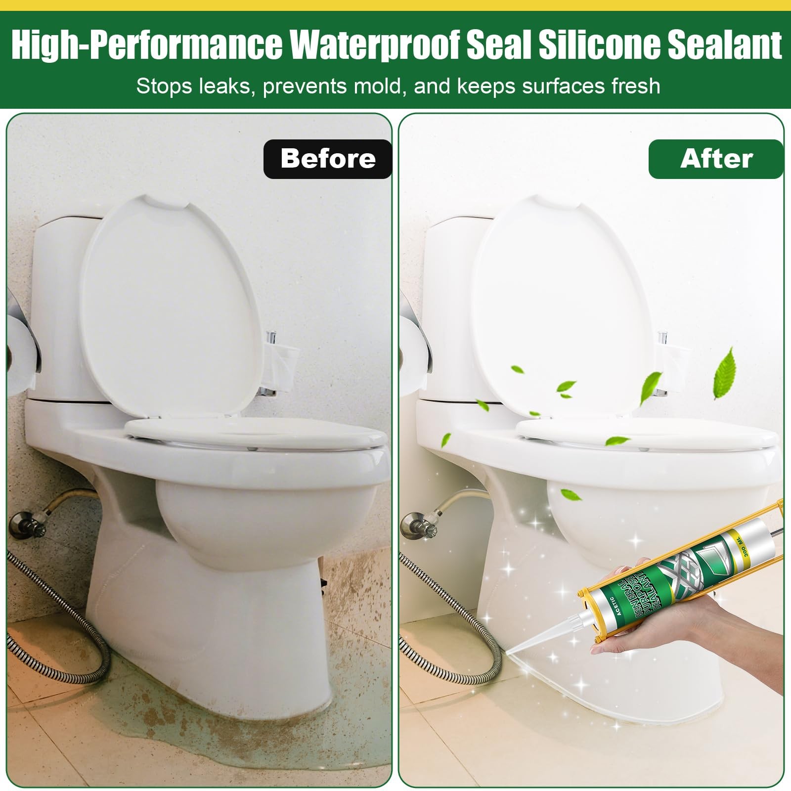 12 Pack Clear Silicone Sealant Caulk, 10.1 oz 100% Waterproof Silicone Sealan...