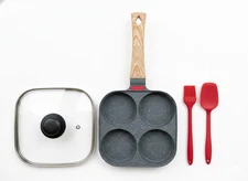 4-Cup Nonstick Granite Egg Pan Skillet for Eggs, Pancakes & Crepes, Gas Stove