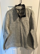 Eddie Bauer Men's Knit 1/4 Zip Pullover Sweater Gray Black Size XL