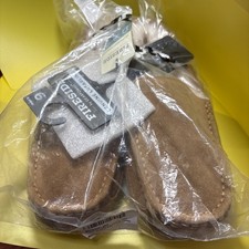FIRESIDE BY DEARFOAMS Men's SHEARLING SLIPPER MOCCASIN Chestnut Size 9 NEW w TAG