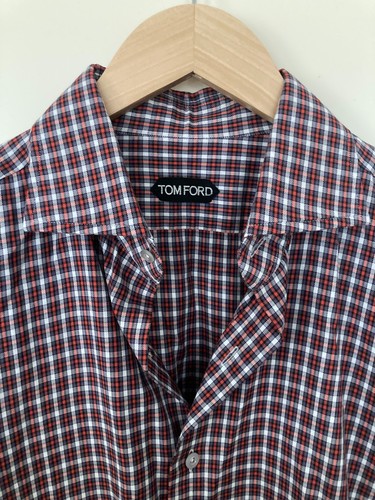 euc TOM FORD Casual Button Down Shirt Red/Gray/White Small