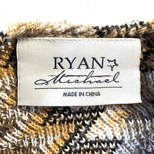 Ryan Michael Poncho One Size OS blau braun Strick Fransen gestreift Southwestern - Bild 7 von 9