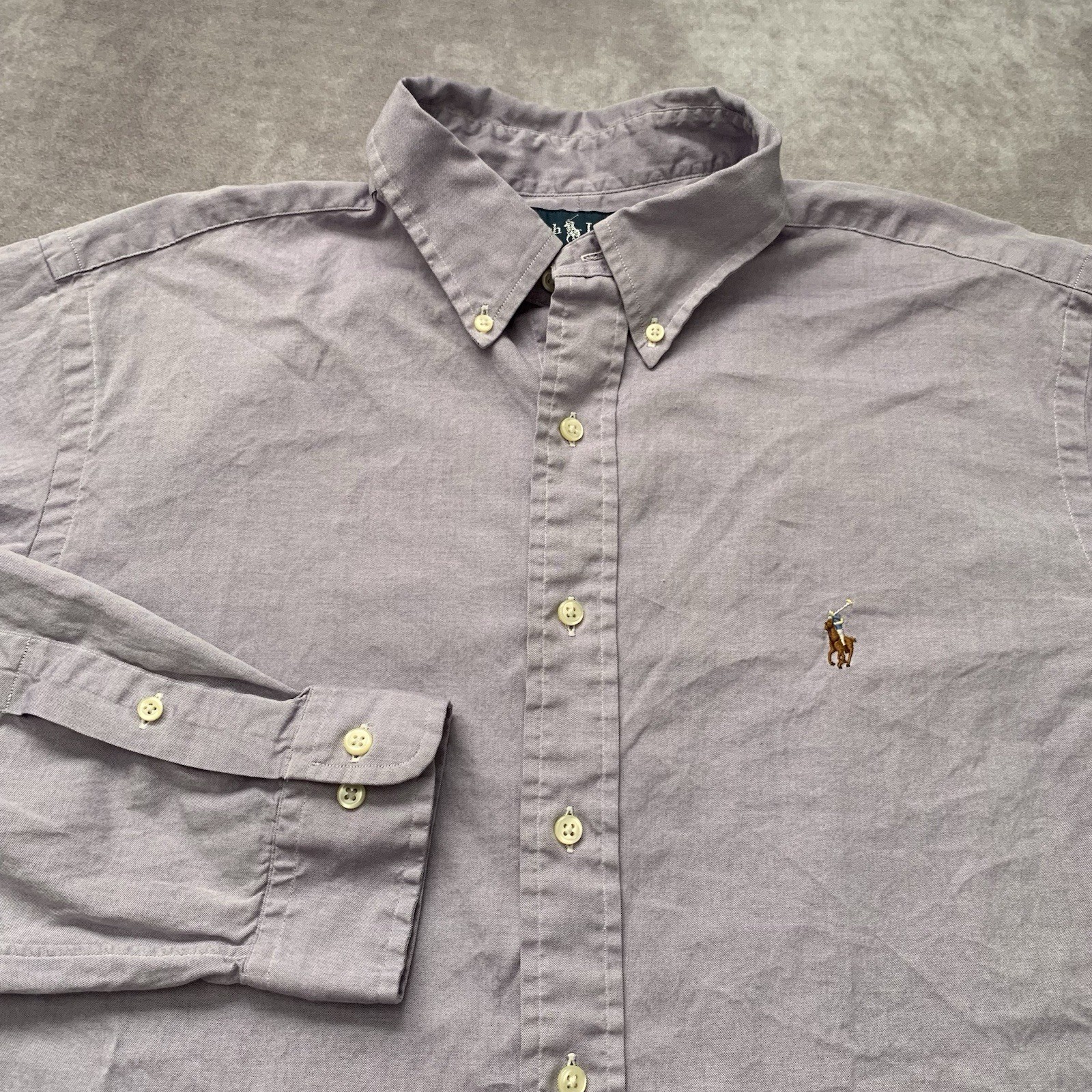 Polo uomo Ralph Lauren vestibilità classica taglia 17 L XL logo pony cotone grigio blu