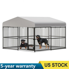 Dog Kennel Outdoor, 10x10 ft Outdoor Dog House Waterproof Cover Iron Guardrails