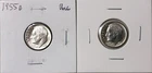 ✅1955 D  & S Roosevelt Dimes BU Uncirculated Mint State 90% Silver 10c US Coin