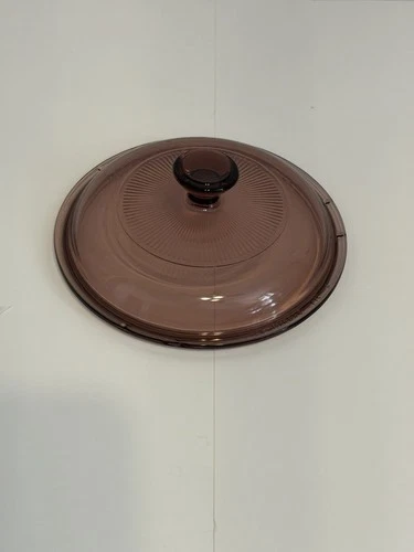Pyrex Visions Cranberry Lid V-1-C Corning 6 3/8 Inch Ribbed Glass Vintage