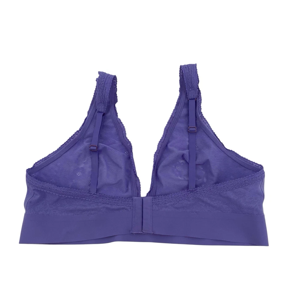 Aerie Smoothez Size Large Lace Plunge Bra Bralette Unlined Wire Free Purple - Image 2 of 4