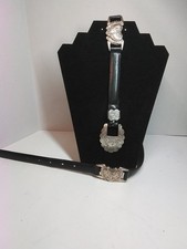 Vintage 1950s-60s Women's Western Leather  Silver Hand Engraved Conchos Belt.