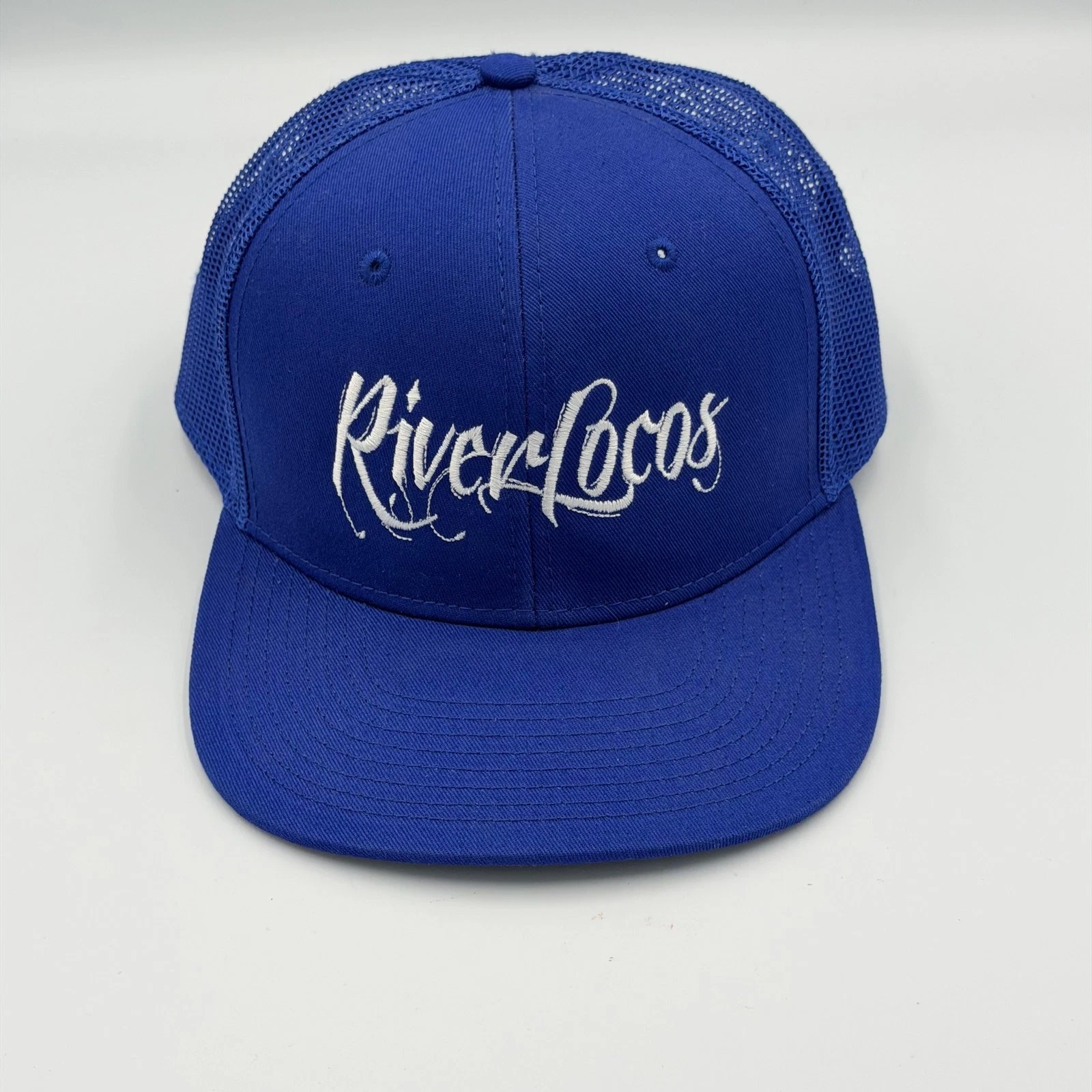 Otto Blue Cap Snapback Trucker Hat "River Locos" One Size Adjustable Mesh Back