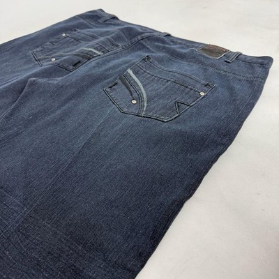 Vintage y2k dark wash red ape baggy wide leg skater grunge archive