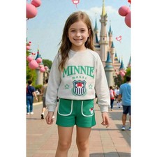 NWT Minnie Mouse Girls Sweatshirt Shorts Set Disney Disneyworld 4T