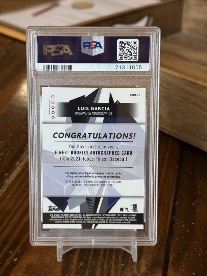 2021 Topps Finest Luis Garcia Green Wave Refractor Auto Rookie /99 PSA 10 POP 2 - Image 2 of 2