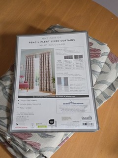 Dunelm Tulip Jacquard Pencil Pleat Curtains 66 W by 72 H. Brand new. Free P&P.