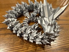 40 INCHES Extra Large Shiny Silver 3D Printed Dragon Ready to Ship