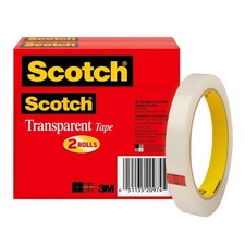Scotch Transparent Tape 600 : 1/2 in. x 72 yds. Transparent  2-pack