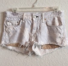 White Rag Bone Jean Shorts Size 26 Pinstripe Floral Print Raw Hem denim