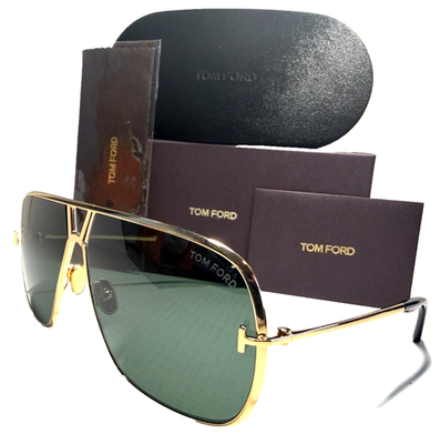 TOM FORD STAVROS TF1204 30N SHINY GOLD W/GREEN LENSES AUTHENTIC