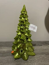 Transpac Glass Light Up Green Christmas tree 