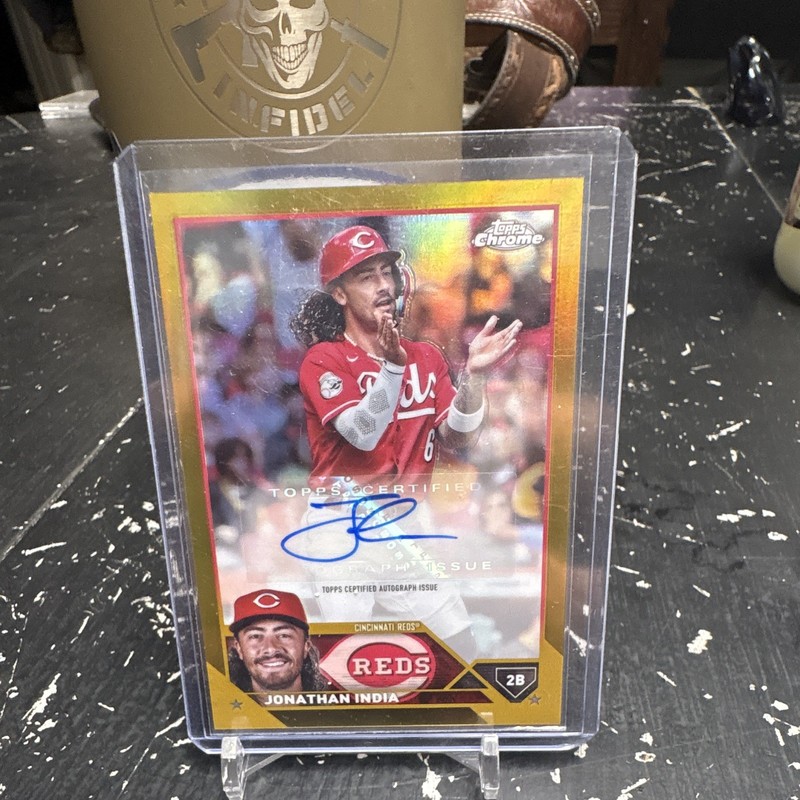 Topps Chrome Update 2023 Jonathan India Gold Refractor Auto /50 #AC-JIN Reds