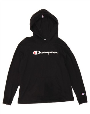 Champion Damen Grafik Hoodie Pullover UK 14 Medium schwarz Baumwolle DC63