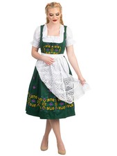 Dirndl Trachten Haus Dress Womens Size L Green Embroidered Oktoberfest read