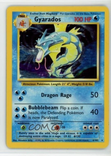 Gyarados Holo Pokemon Base Set #6 1999