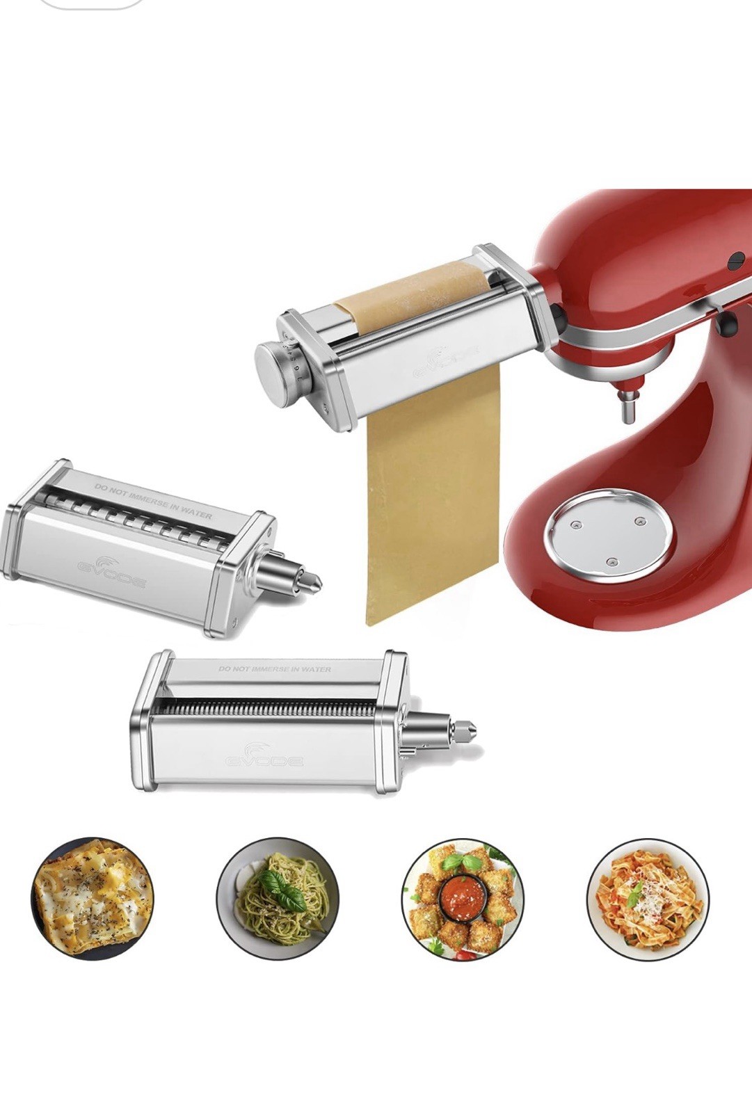 Kitchen 3-Piece Pasta Roller and Cutter Set for KitchenAid Stand-gvode