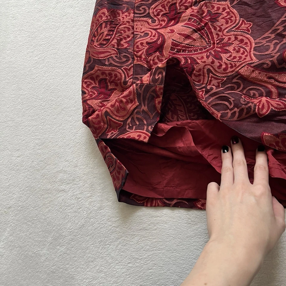 Women’s 90s Romantic Red Ornate Brocade Lace Up Dress Size 6 - Image 2 of 4