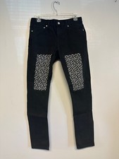 Calvin Klein Slim Jeans Size 28x30 Black with Floral Patches CKJ 021
