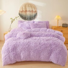 Shaggy Fluffy Lavender Comforter Cover Queen Set   Faux Fur Shaggy Lavender B...