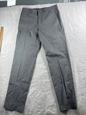 Haggar Men's Premium Perfect Fit Waistband No Iron Dress Pants HTR Gray 32 x 32