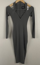 Nookie Womens XS Sage Green Bodycon Cut Out Cold Shoulder Dress