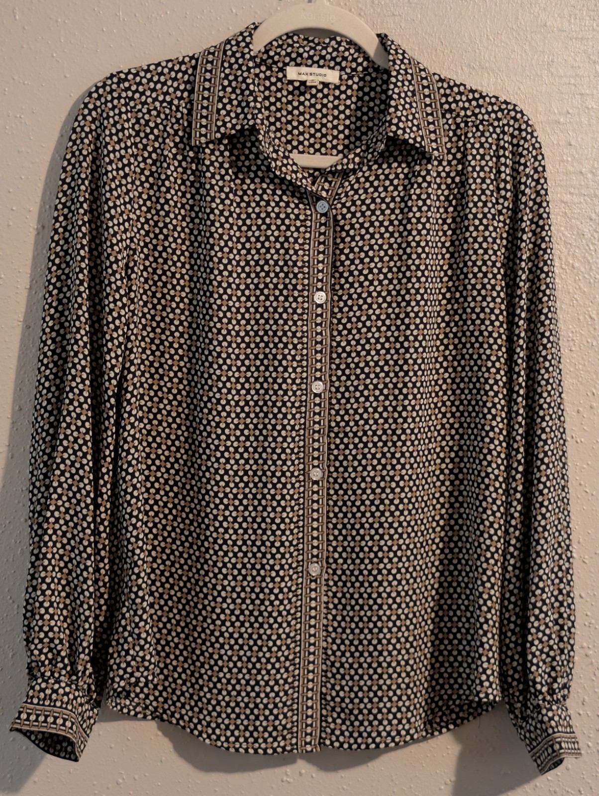 Max Studio Geometric Patterned Long Sleeve Button… - image 6