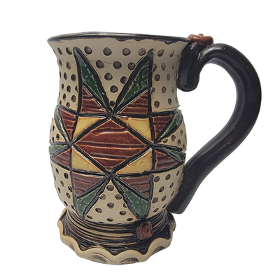 #ad Christian Religous Handmade Coffee Mug Geometric Design Isaiah 40:31 Signed MB $24.95