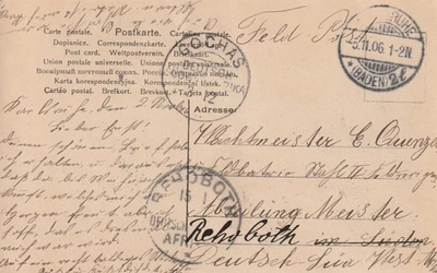 DSWA AK Portrait aus Karlsruhe 1906 nach Gochas, weiter nach Rehoboth - Bild 1 von 2
