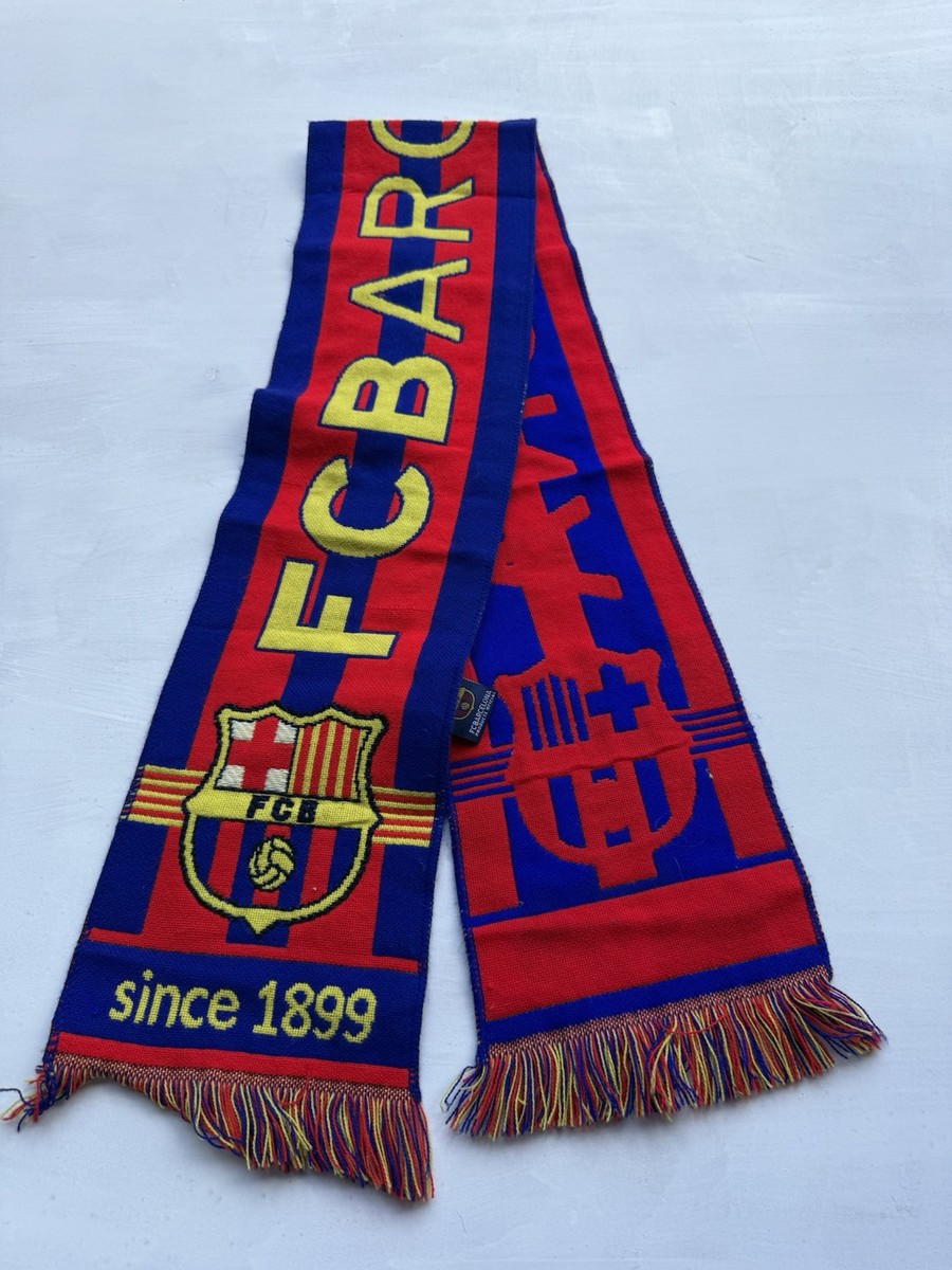 【vintage FC Barcelona football scarf】 FC Barcelona Team Football Soccer Fan Rally Scarf Fringe