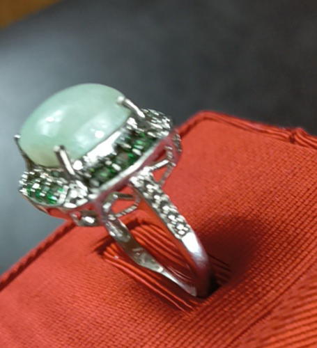 Chuck Clemency STS Multi Color Green Stone Sterling Silver 925 RING Size 8 - Picture 8 of 9