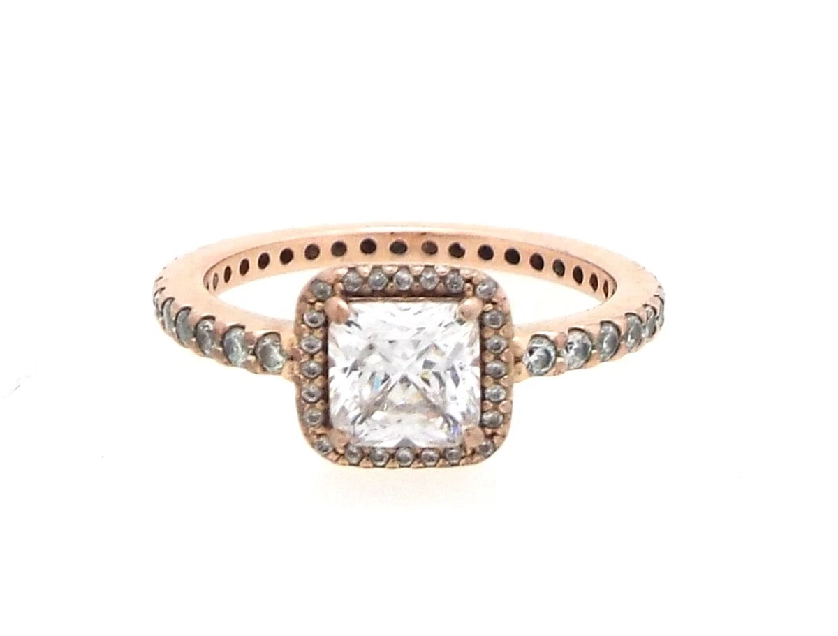 PANDORA Sparkling Square Halo Ring Rose Gold Plated CZ