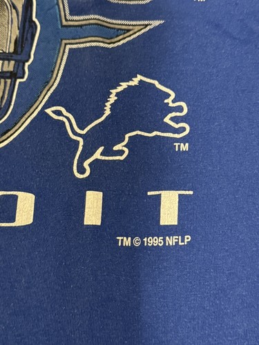 Rare Detroit Lions NFL Vintage 95 Graphic T shirt Size L Logo 7 Single Stitch - Picture 4 of 7
