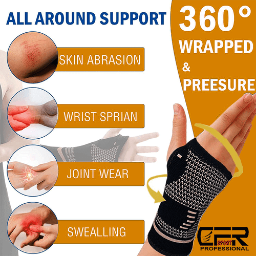 Copper Wrist Brace Support Compression Hand Arthritis Sports Carpal Tunnel Wrap - Picture 4 of 15