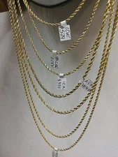 Real 10k Gold Rope Chain 2.5mm 16" 18" 20" 22" 24" 26" Necklace