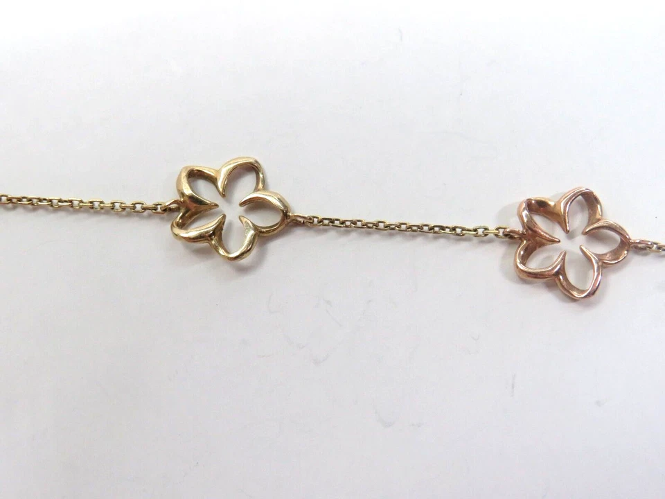 Beautiful Real 14K 3-Color Gold BRACELET with Flowers openwork 7.75" women RCI - Image 3 of 4