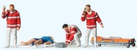 Preiser 10543 SanitäTer Verletzte Auf Decke 4 Figuren H0 1:87 Bemalt Neu + Ovp